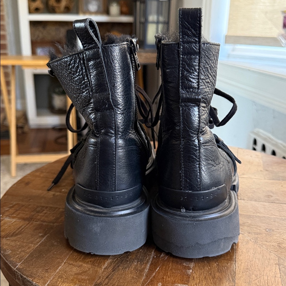 All Saints Tori Shearling Combat Boots 40/10 - Picture 8 of 13